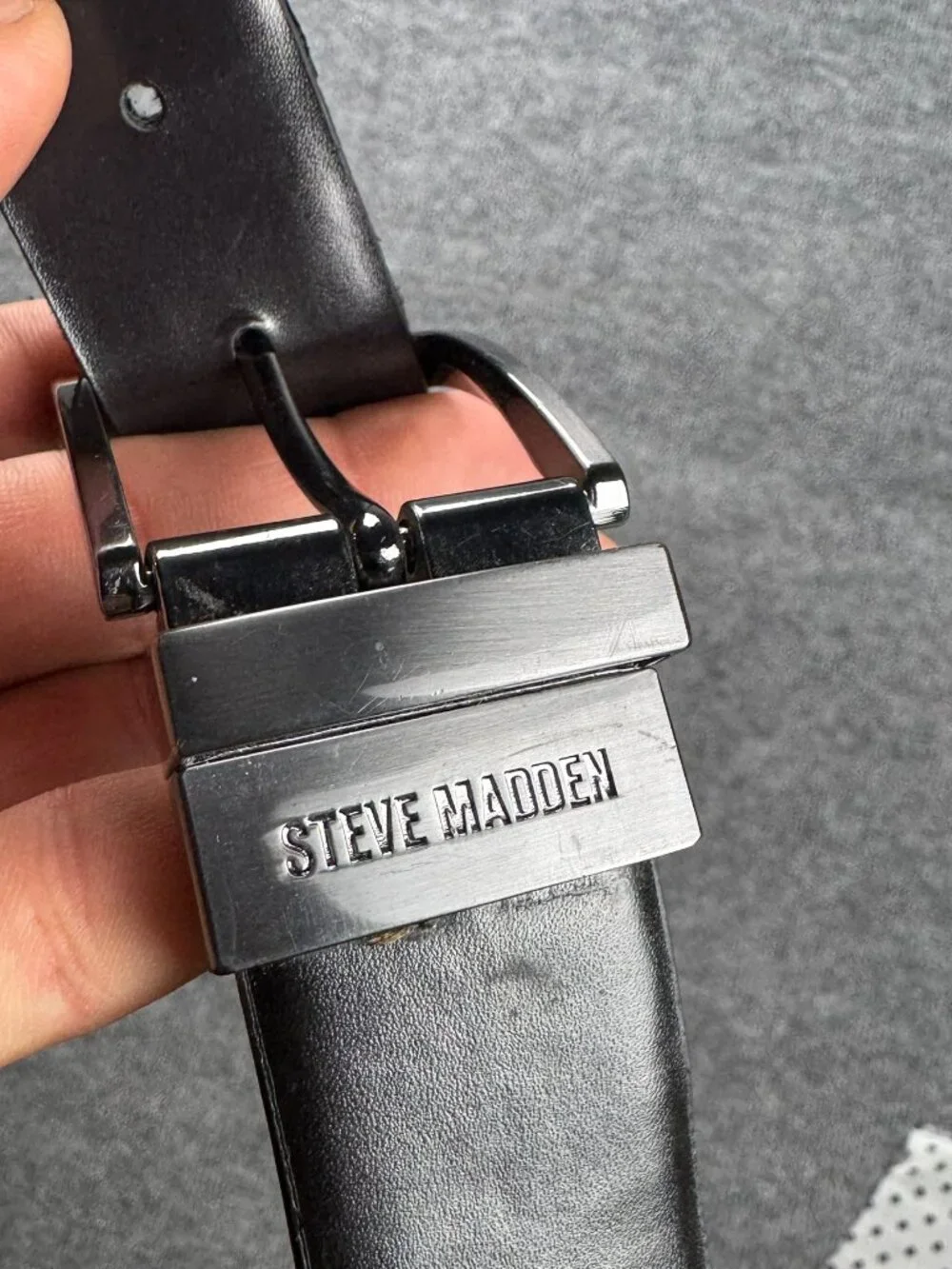 Men's Steve Madden Black Leather Dress Belt Size india 34 damage